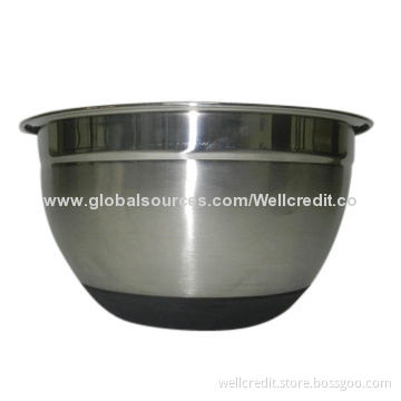 Standing stainless steel salad bowl